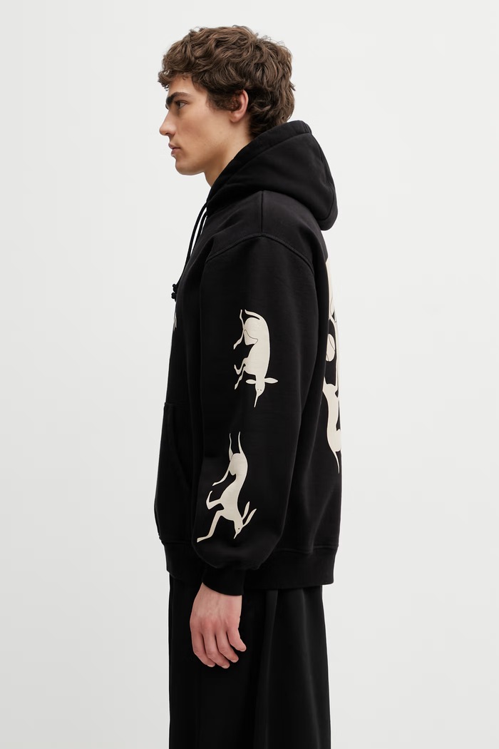 By Parra Non Grand Cafe Μπλούζα με κουκούλα βαμβακερή ανδρική 55230 μαύρο SS26