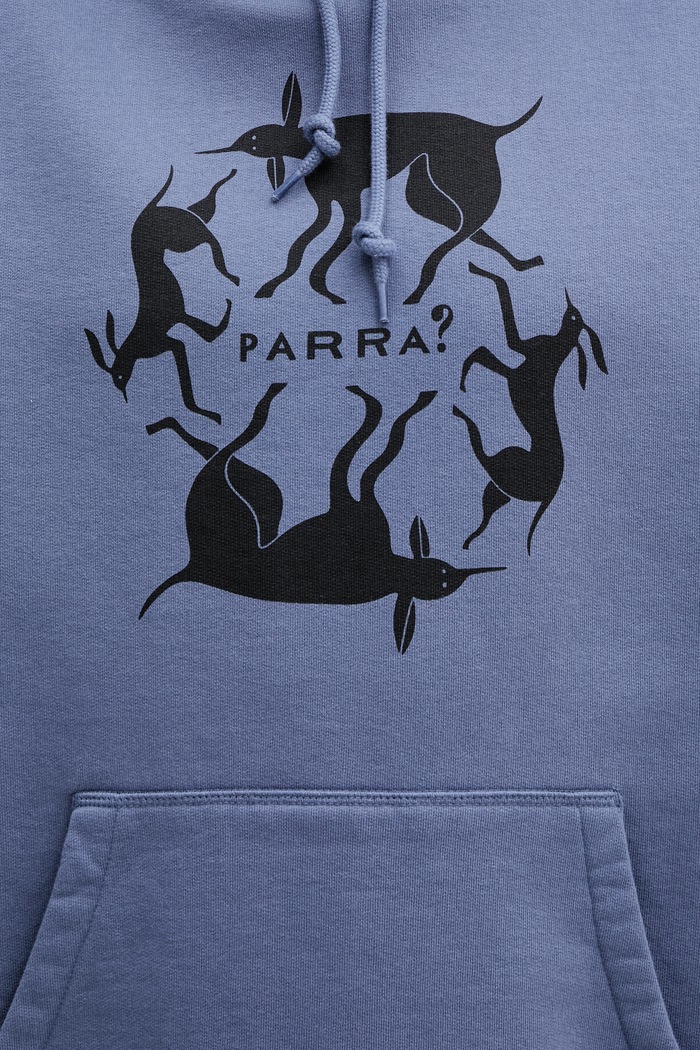 by Parra Non grand cafe bluza z kapturem męska z bawełną niebieski 55231