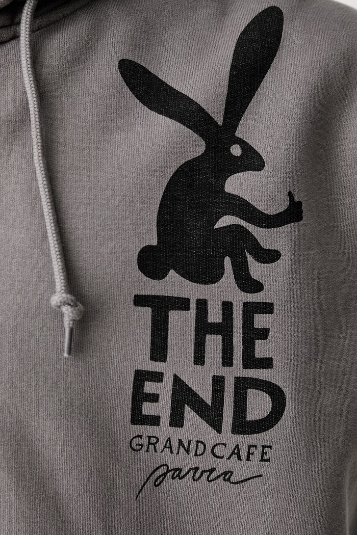 by Parra End the bunny bluza rozpinana z kapturem z bawełną męska 55410 szary
