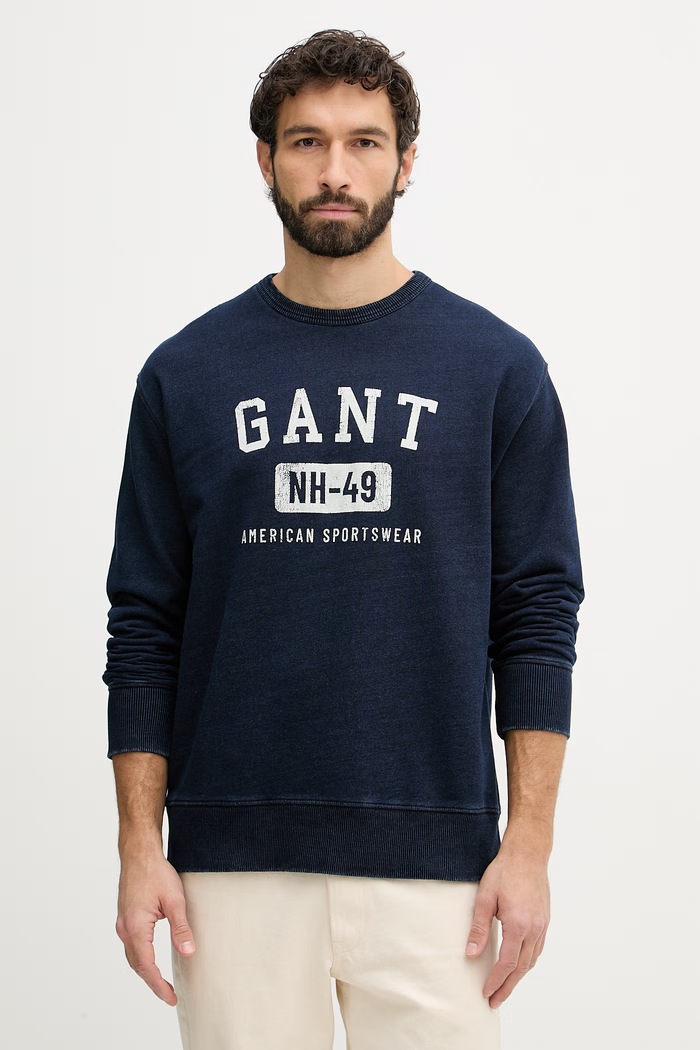Gant mikina pánská bavlněná modrá 2067132