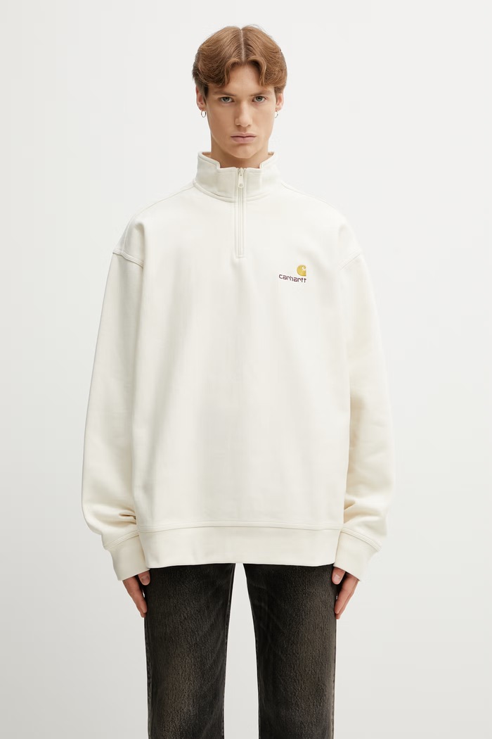 Carhartt WIP Half Zip American Script Sweat кофта хлопковая мужская бежевый I027014.05XX