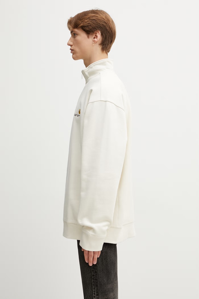 Carhartt WIP Half Zip American Script Sweat кофта хлопковая мужская I027014.05XX бежевый SS26