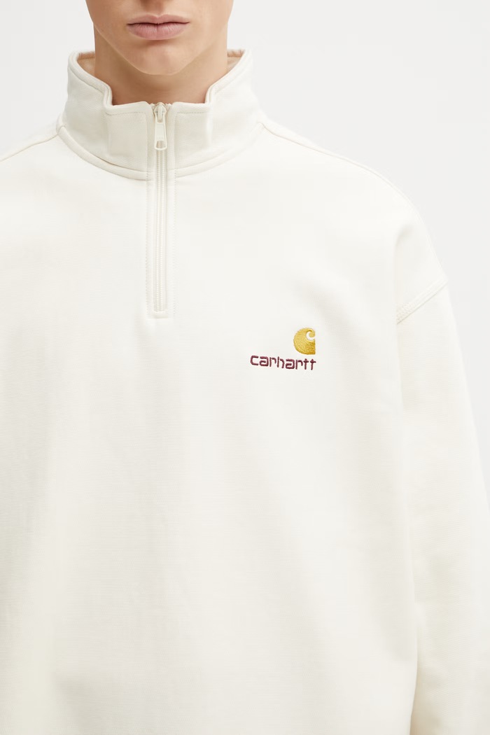 Carhartt WIP Half Zip American Script Sweat кофта хлопковая мужская бежевый I027014.05XX