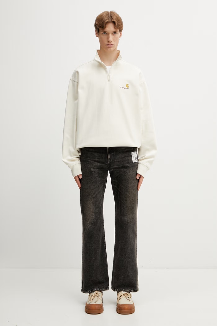 Carhartt WIP Half Zip American Script Sweat кофта хлопковая мужская I027014.05XX бежевый