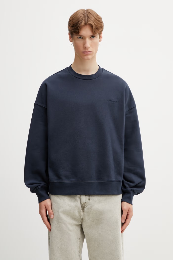 Carhartt WIP Benton Sweat mikina bavlněná pánská námořnická modř I035436.3IWGD