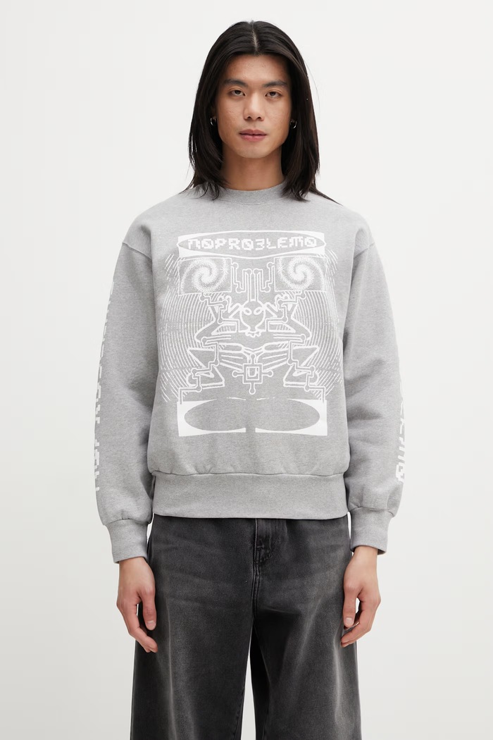 No Problemo Braniac oversized sweatshirt cotton Men's gray NP2000605