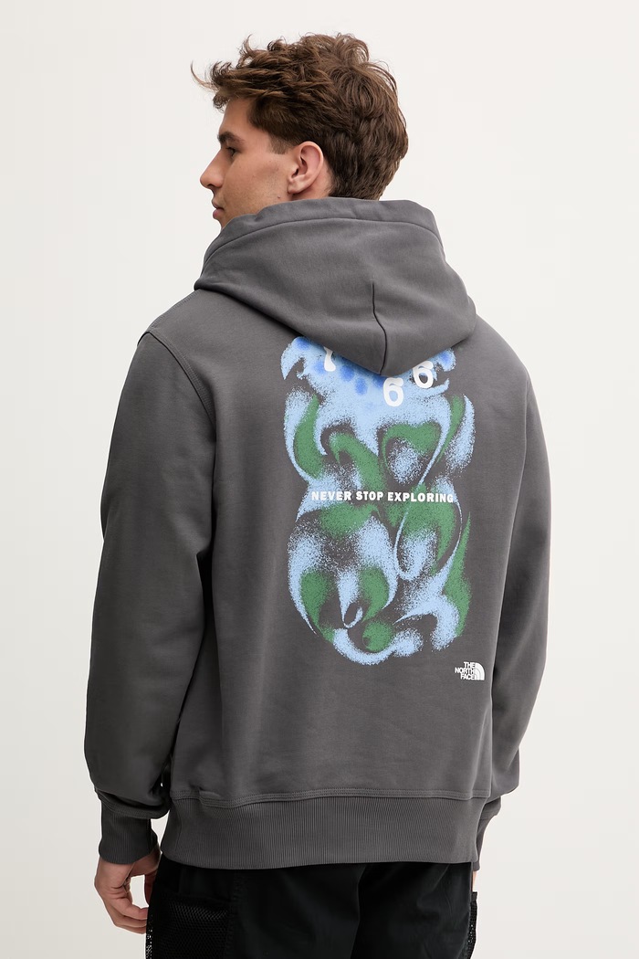 Odzież The North Face bluza z kapturem męska bawełniana 1966 MOTION NF0A8GAJRHI1 szary