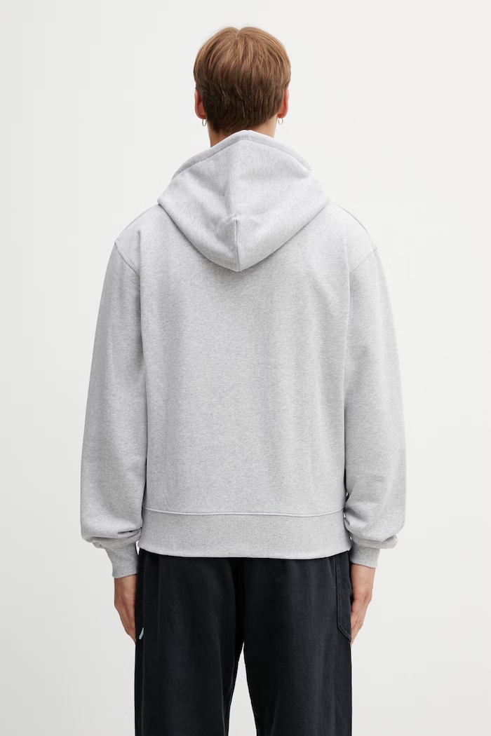 Îmbrăcăminte Gramicci OVAL PATCH ZIP HOODED SWEATSHIRT hanorac cu fermoar și glugă din bumbac pentru bărbați G6SU.J120. gri