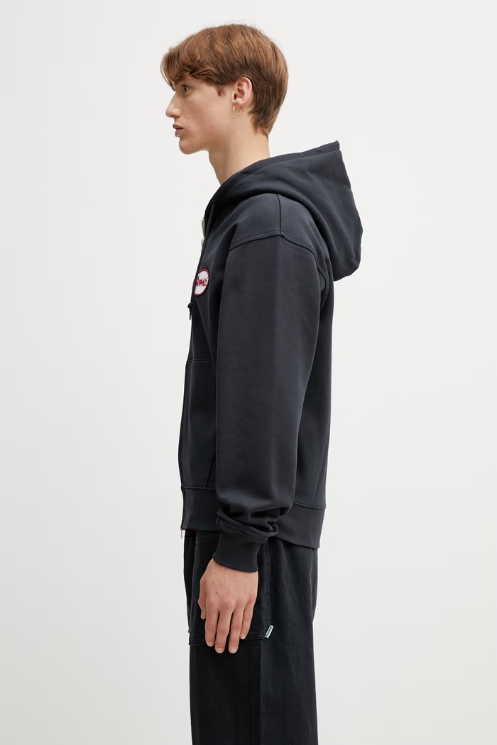 Gramicci OVAL PATCH ZIP HOODED SWEATSHIRT hanorac de bumbac pentru bărbați G6SU.J120. negru SS26