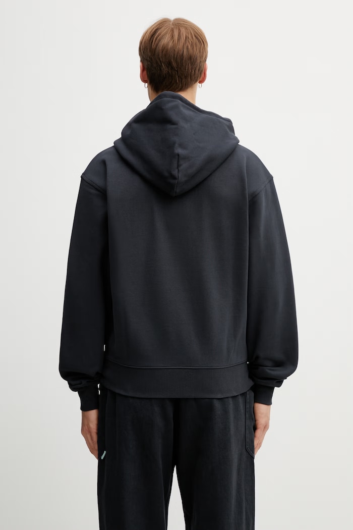 Îmbrăcăminte Gramicci OVAL PATCH ZIP HOODED SWEATSHIRT hanorac de bumbac pentru bărbați G6SU.J120. negru