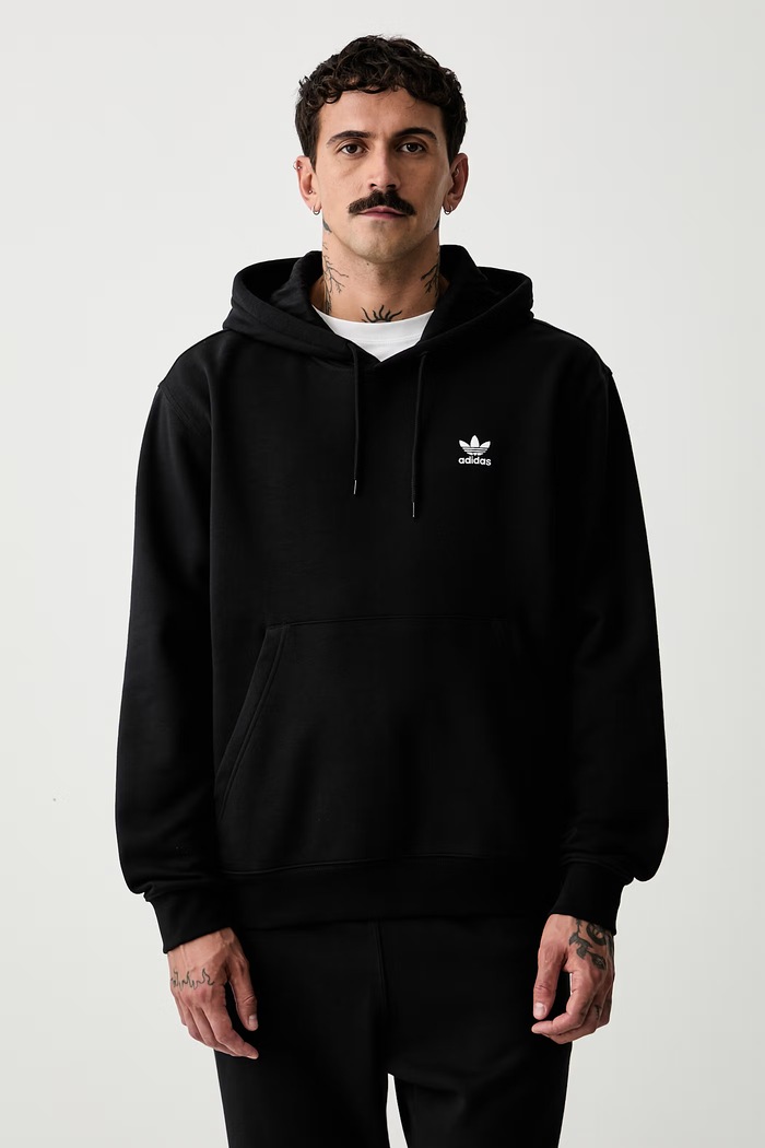 adidas Originals bluza z kapturem męska z bawełną czarny LF9231