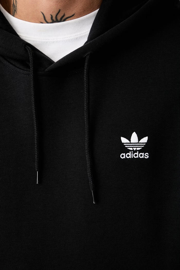 adidas Originals bluza z kapturem męska z bawełną LF9231 czarny