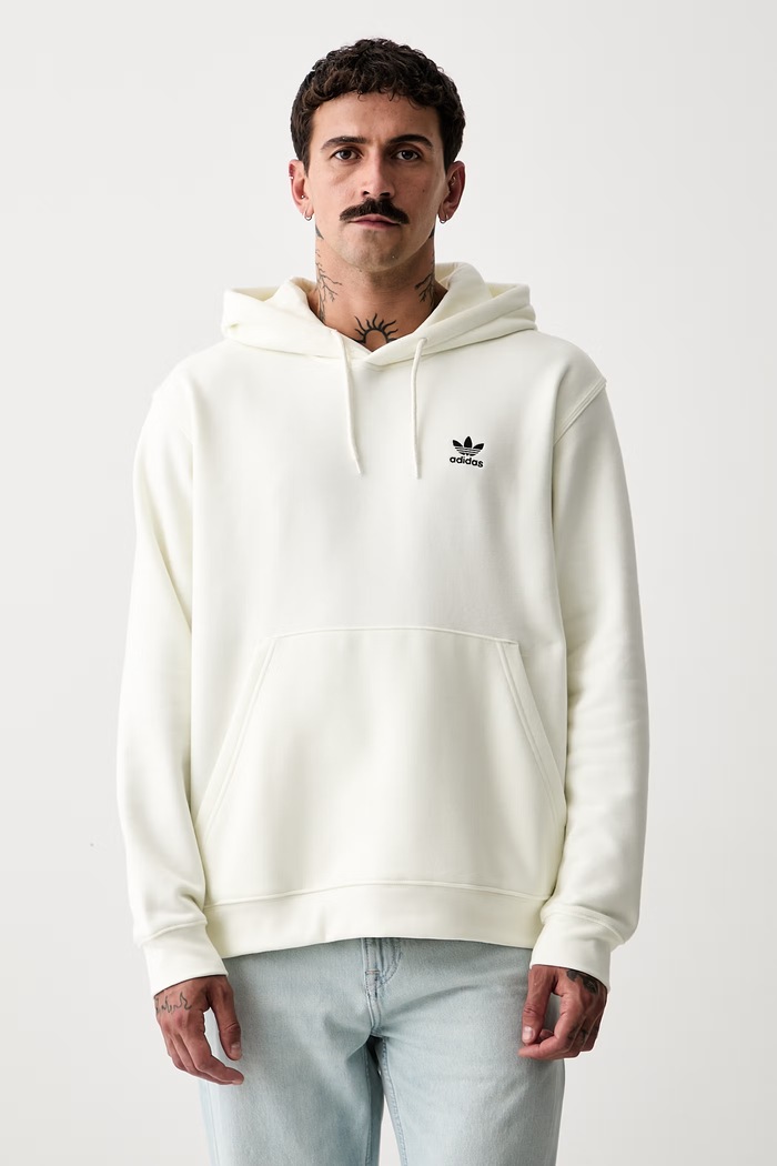 adidas Originals bluza z kapturem męska z bawełną beżowy LF9232