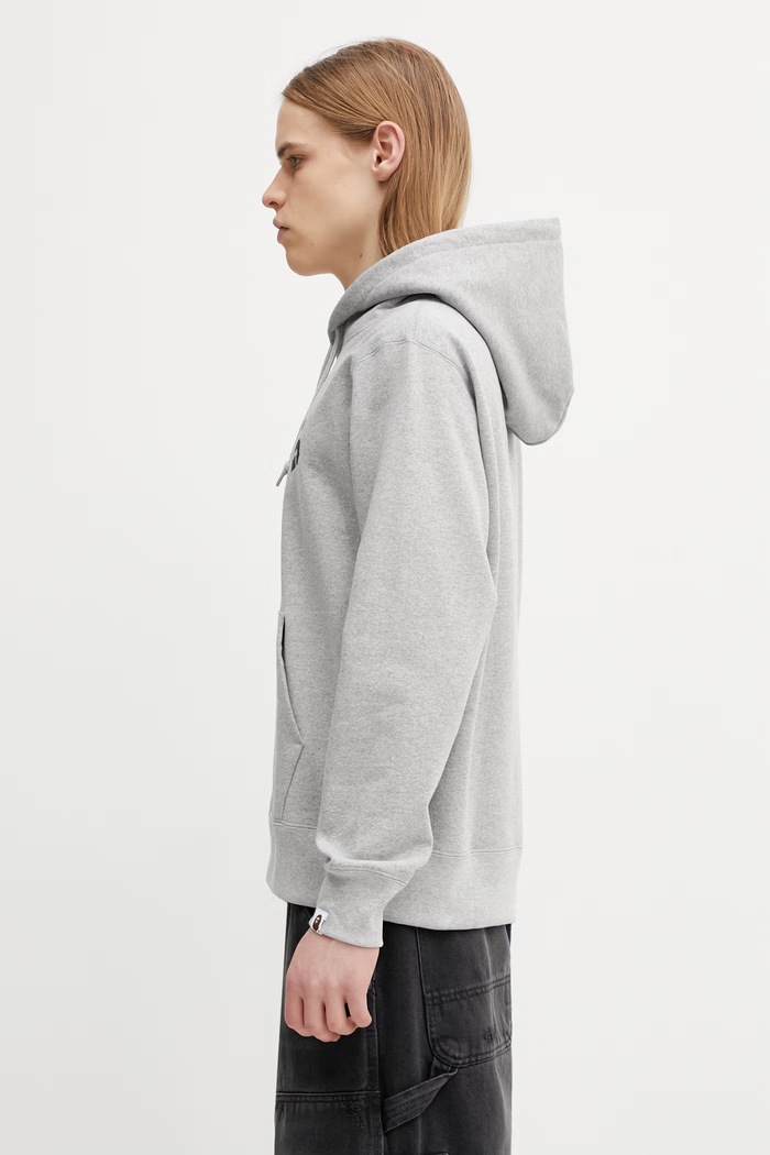 A Bathing Ape College Men's cotton hoodie 0ZXSWM003141Q gray SS26