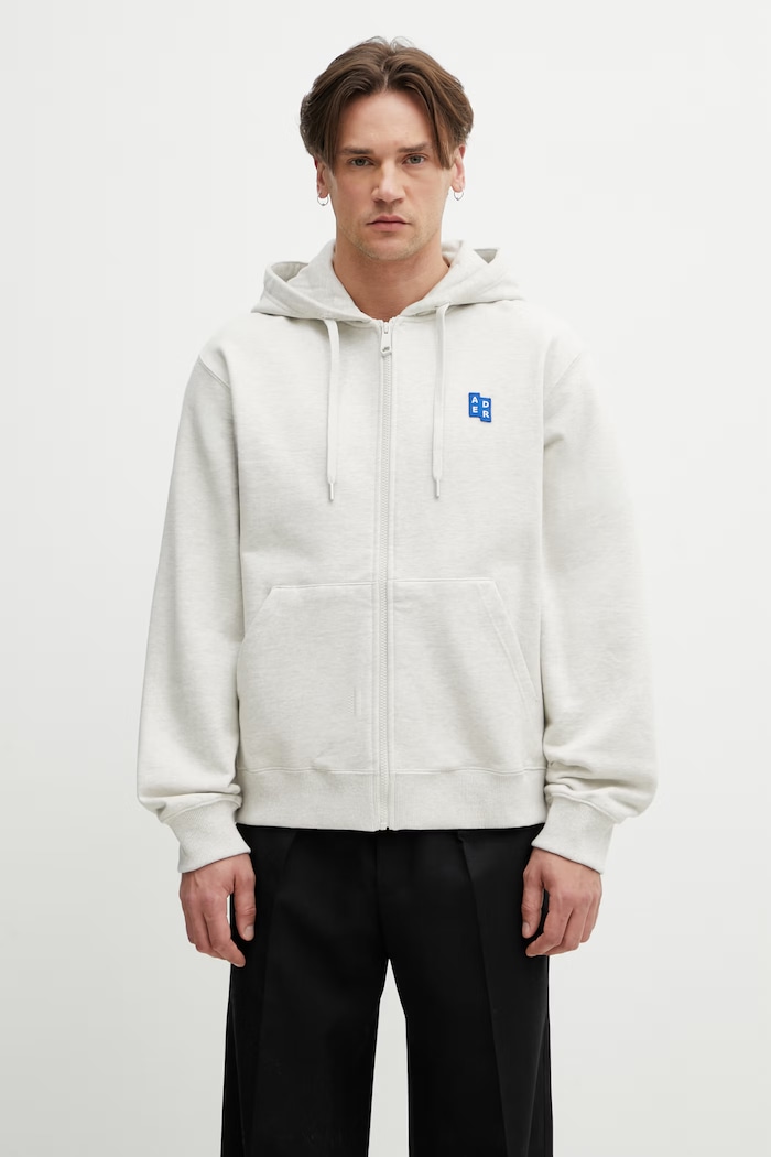 Ader Error bluza rozpinana z kapturem bawełniana męska beżowy BO42FYHD0401OT