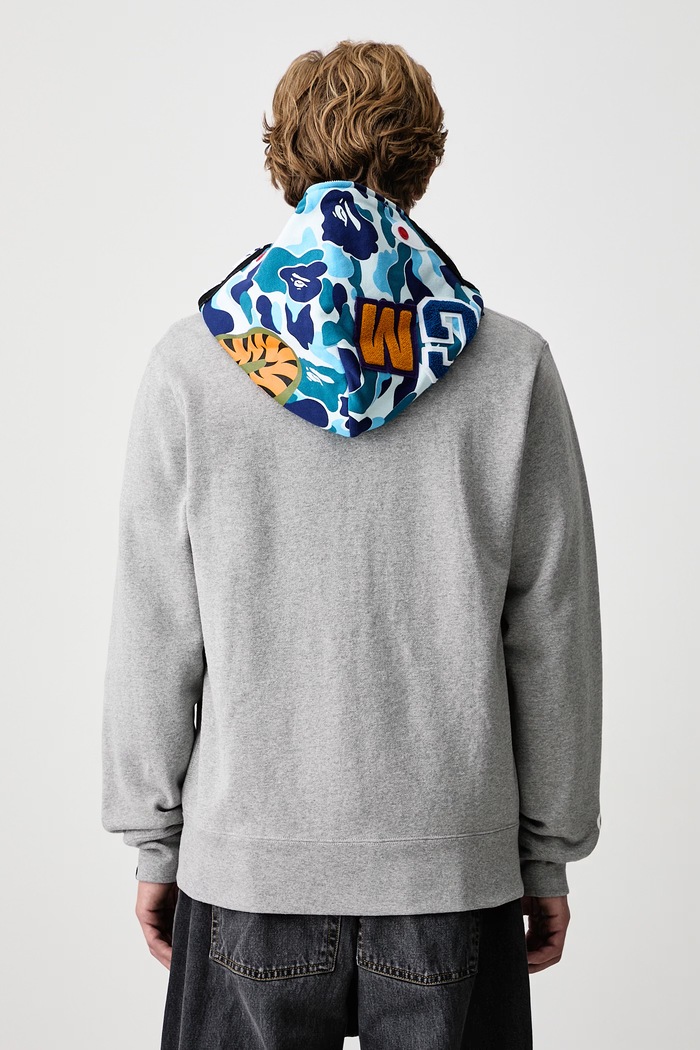 Odzież A Bathing Ape Bluza rozpinana z kapturem bawełniana męska 001ZPM301301M szary
