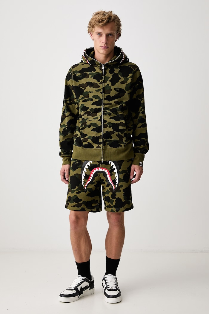 A Bathing Ape Bluza z kapturem bawełniana męska 001ZPM301007M zielony SS26