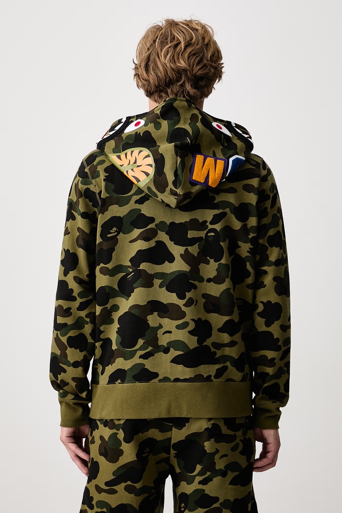 Odzież A Bathing Ape Bluza z kapturem bawełniana męska 001ZPM301007M zielony