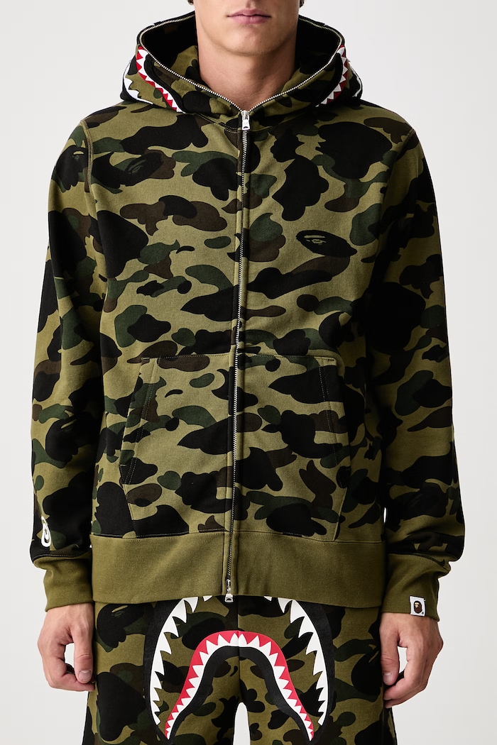 Bluza z kapturem bawełniana męska A Bathing Ape zielony 001ZPM301007M