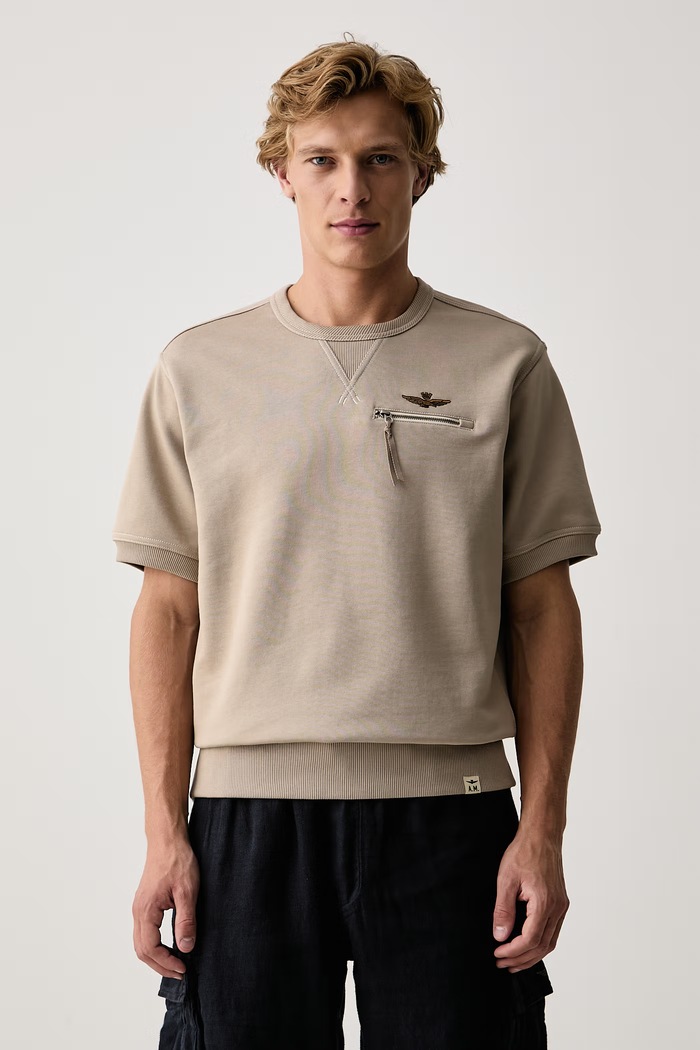 Aeronautica Militare Bluza męska bawełniana beżowy FE2103UF00679