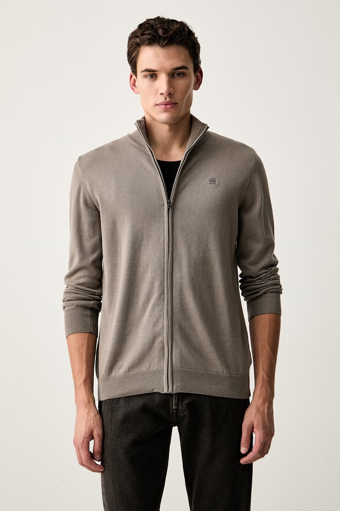 G-Star sweter rozpinany męski bawełniany Core zip through brązowy D24733.C218