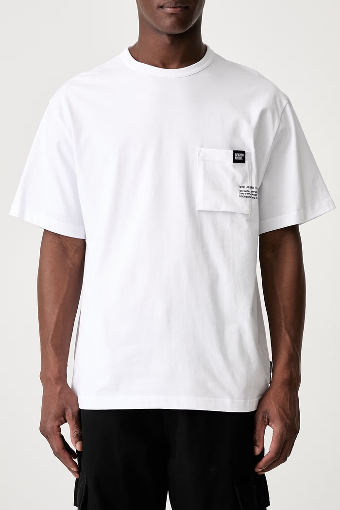 Neighborhood T-shirt męski z bawełną biały 261BWNH.CSM01