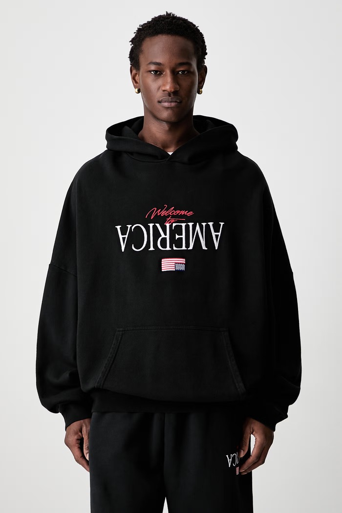 Willy Chavarria WELCOME TO AMERICA hoodie cotton Men's black WCJSY0241