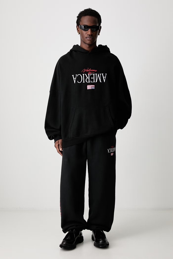 Willy Chavarria WELCOME TO AMERICA hoodie cotton Men's WCJSY0241 black SS26