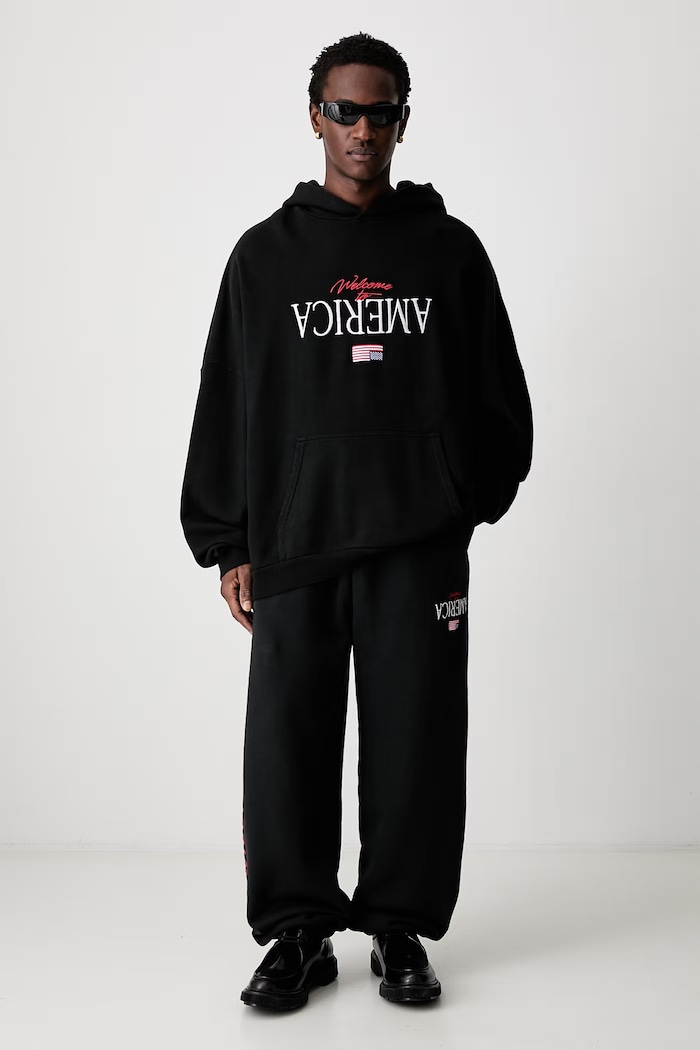 Willy Chavarria WELCOME TO AMERICA hoodie cotton Men's WCJSY0241 black SS26