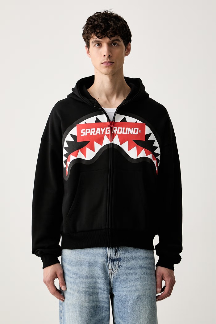 Sprayground bluza rozpinana z kapturem męska bawełniana czarny SP785GBLK