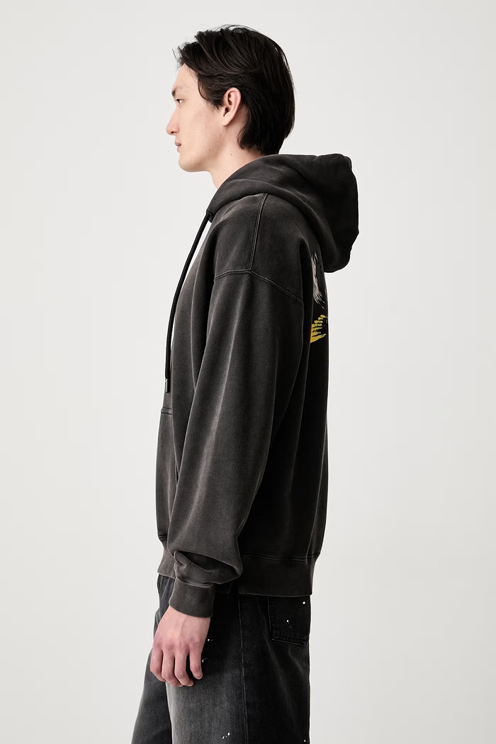Off-White Fallen Caravaggio hanorac cu glugă din bumbac pentru bărbați 44MBB085S26F00B001 negru SS26