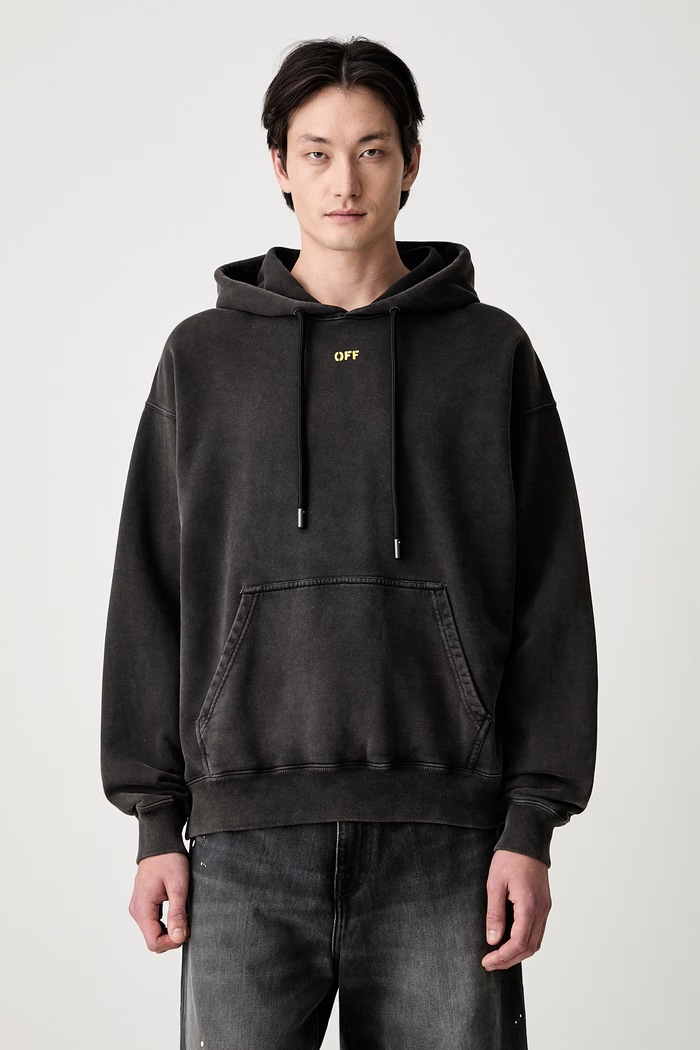 Îmbrăcăminte Off-White Fallen Caravaggio hanorac cu glugă din bumbac pentru bărbați 44MBB085S26F00B001 negru