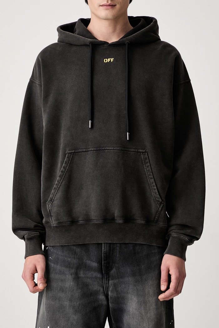 Off-White Fallen Caravaggio hanorac cu glugă din bumbac pentru bărbați negru 44MBB085S26F00B001
