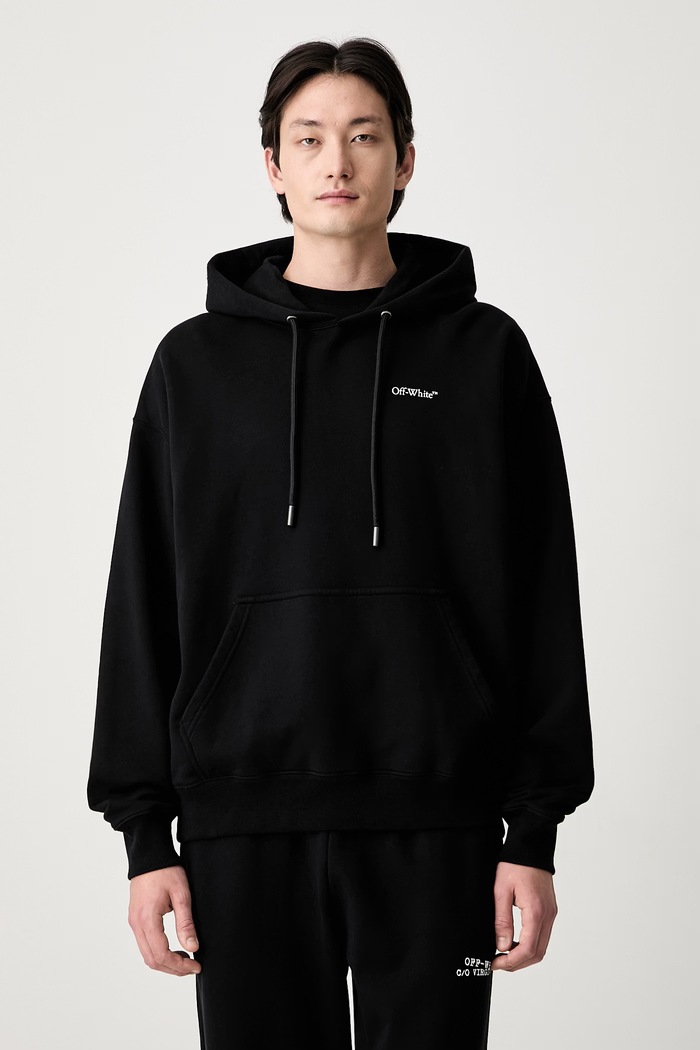 Îmbrăcăminte Off-White Half Arrows hanorac cu glugă din bumbac pentru bărbați 44MBB085S26F00A001 negru