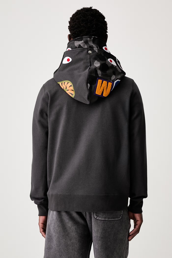 Odzież A Bathing Ape Camo Shark bluza rozpinana z kapturem bawełniana męska 001ZPM301009M szary