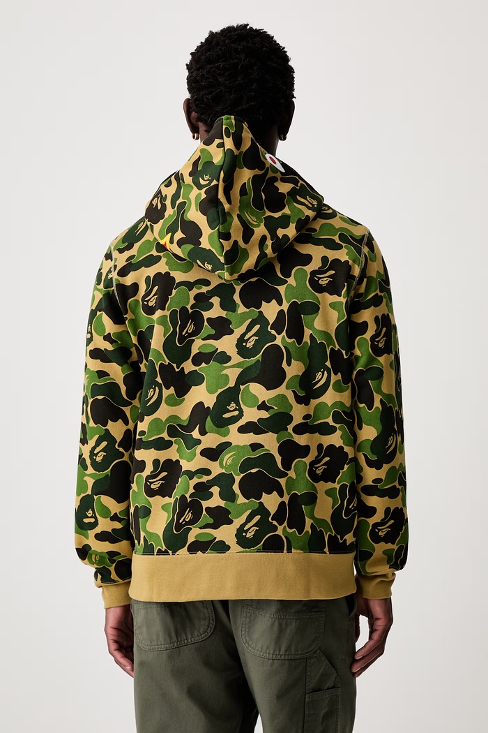 Odzież A Bathing Ape ABC Camo 2nd Shark bluza rozpinana z kapturem bawełniana męska 001ZPM301008M zielony