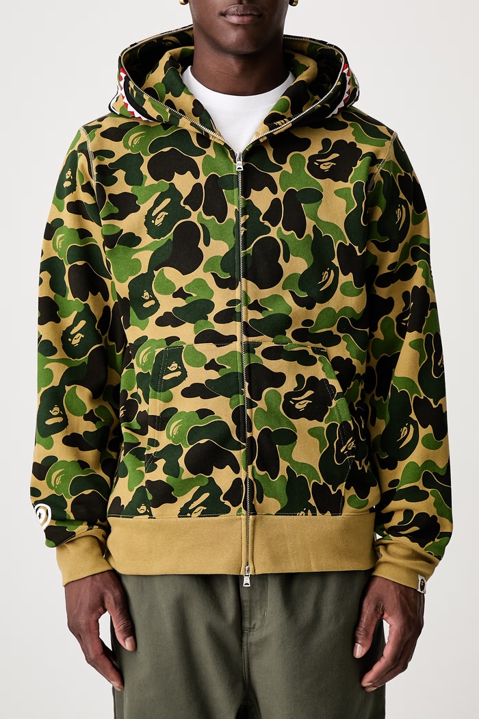 A Bathing Ape ABC Camo 2nd Shark bluza rozpinana z kapturem bawełniana męska zielony 001ZPM301008M