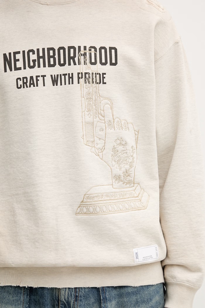 Neighborhood μπλούζα oversize βαμβακερή ανδρική μπεζ 261FPNH.CSM08