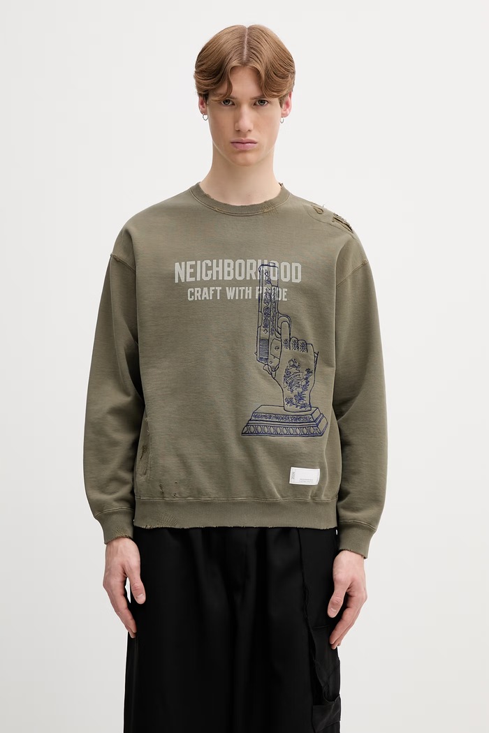 Neighborhood μπλούζα oversize βαμβακερή ανδρική πράσινο 261FPNH.CSM08