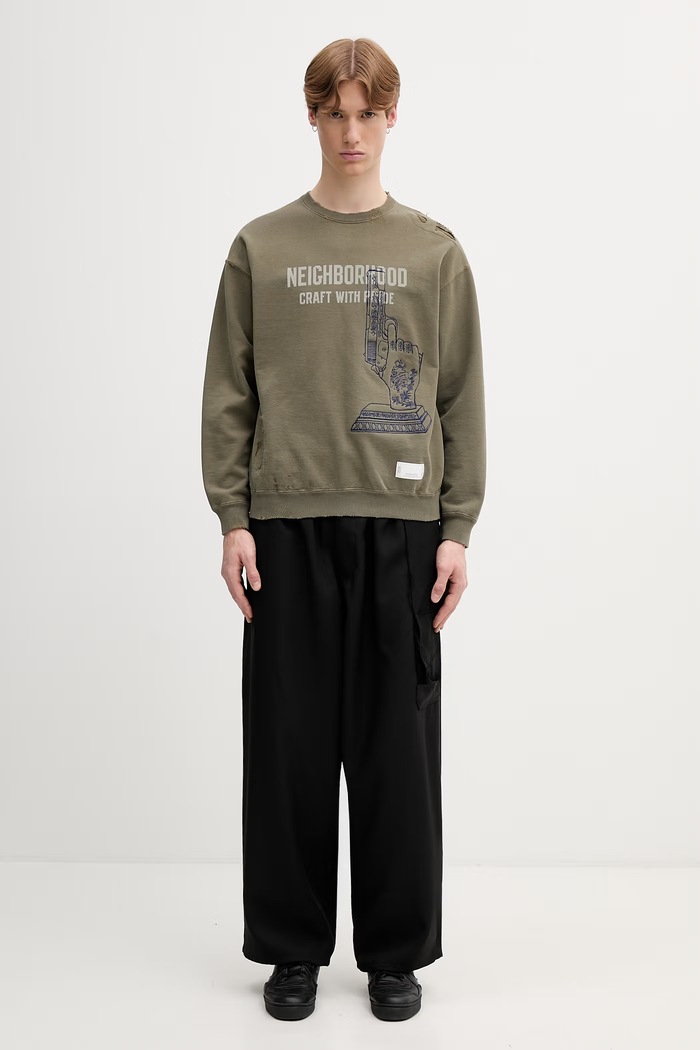 Neighborhood μπλούζα oversize βαμβακερή ανδρική 261FPNH.CSM08 πράσινο