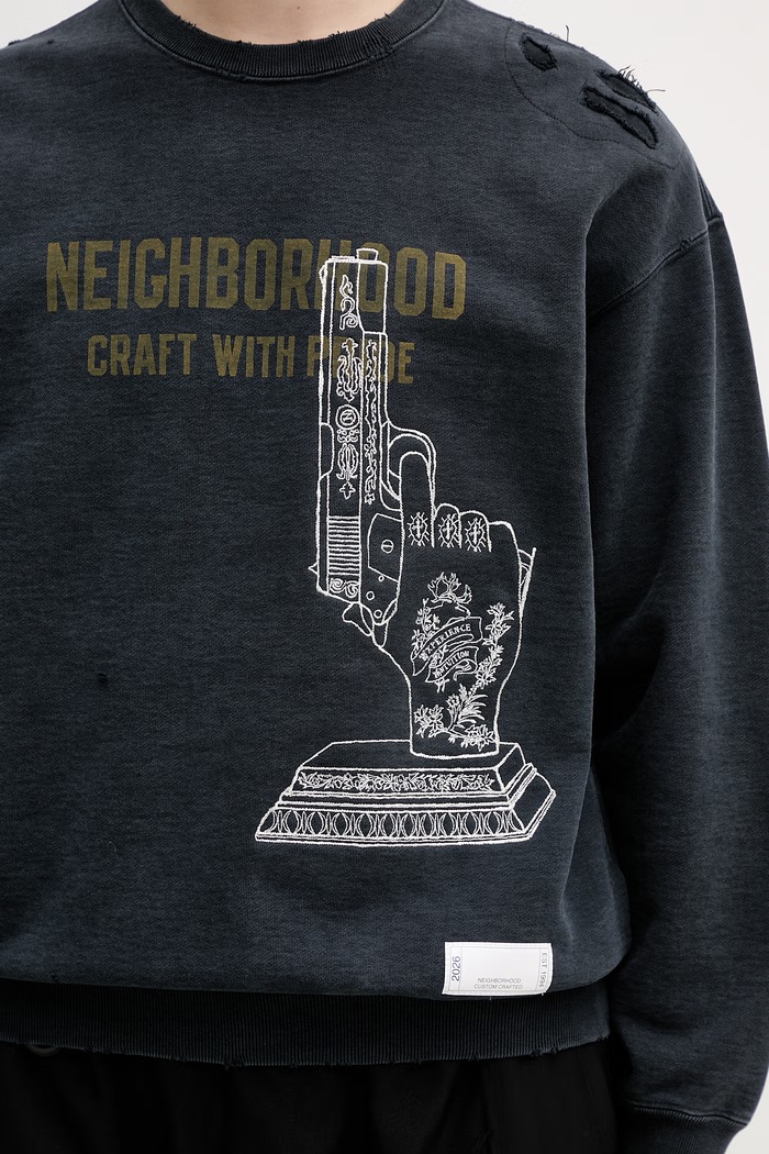 Neighborhood μπλούζα oversize βαμβακερή ανδρική μαύρο 261FPNH.CSM08