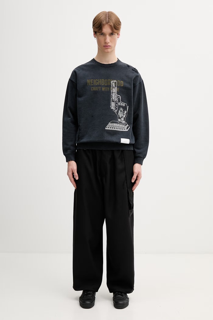 Neighborhood μπλούζα oversize βαμβακερή ανδρική 261FPNH.CSM08 μαύρο