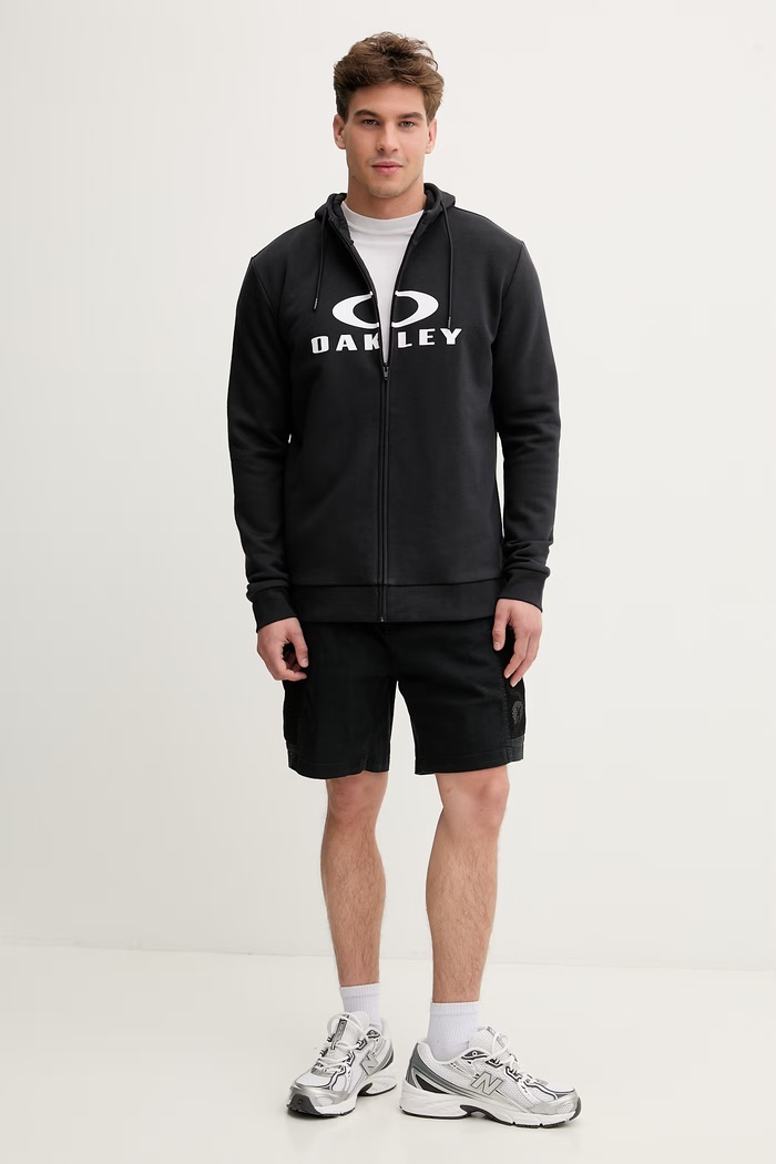 Oakley hanorac cu fermoar și glugă pentru bărbați, cu bumbac FOA402598 negru SS26