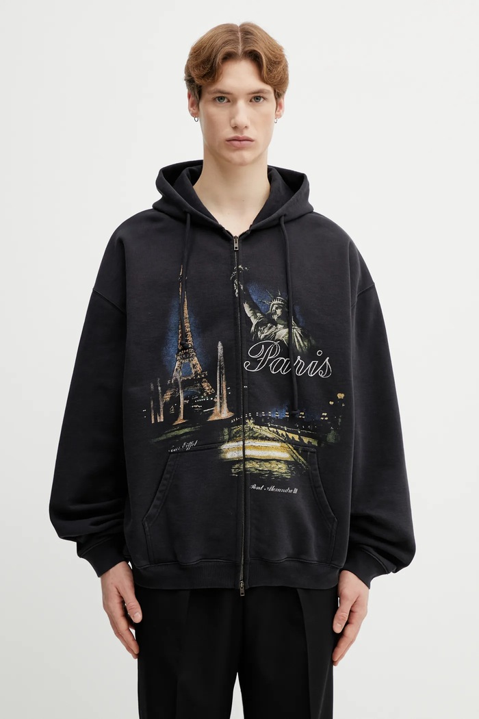 Mikina VETEMENTS Paris Tourist potlač čierna ME76ZU242B