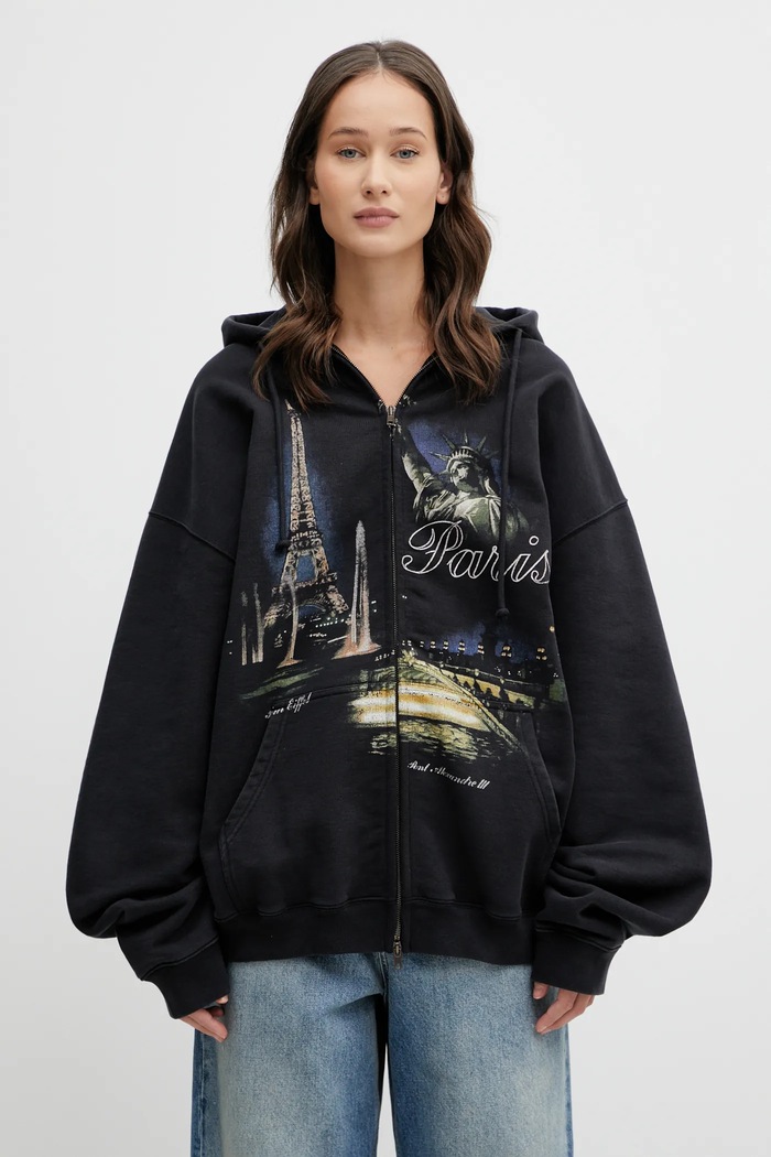 Mikina VETEMENTS Paris Tourist ME76ZU242B čierna SS26