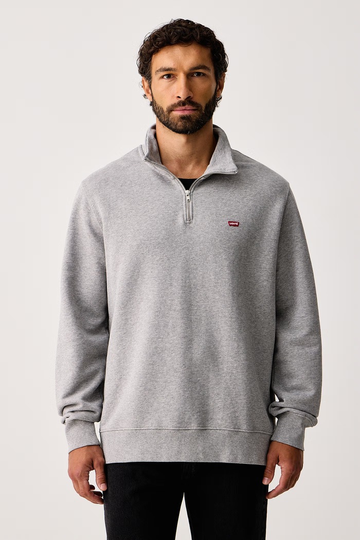 Levi's Mikina bavlnená LSE_ORIGINAL HM 1/4 ZIP sivá 001B9