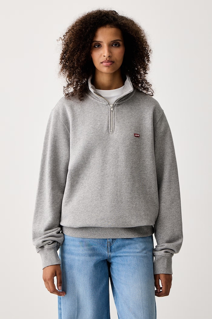 Levi's Felpa in cotone LSE_ORIGINAL HM 1/4 ZIP grigio 001B9