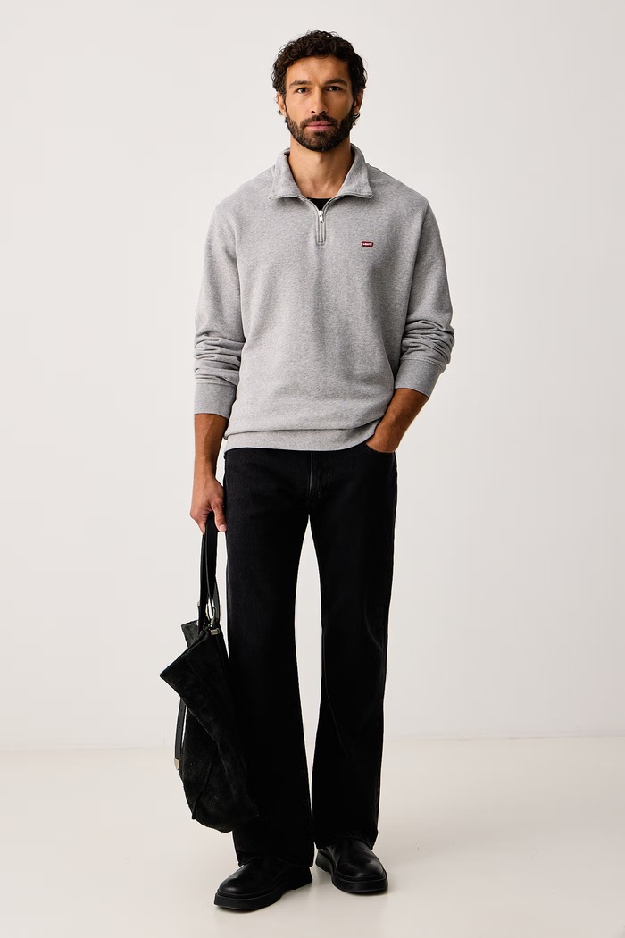 Levi's Mikina bavlnená LSE_ORIGINAL HM 1/4 ZIP 001B9 sivá SS26