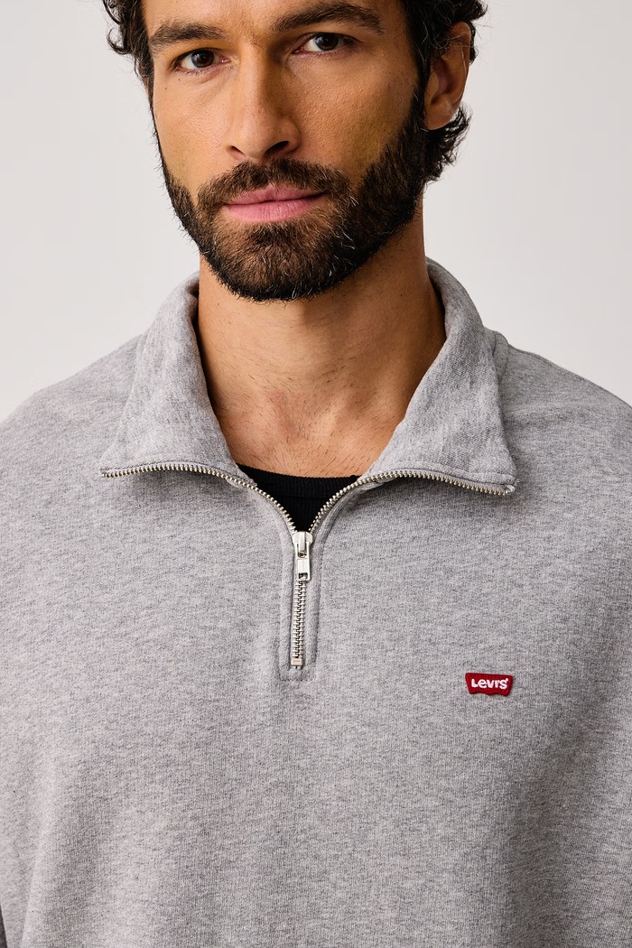 Mikina bavlnená LSE_ORIGINAL HM 1/4 ZIP Levi's 001B9 sivá