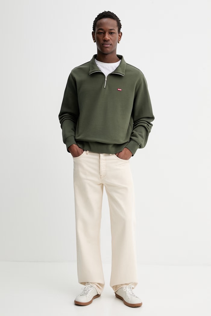 Bavlnená mikina Levi's LSE_ORIGINAL HM 1/4 ZIP 001B9 zelená SS26